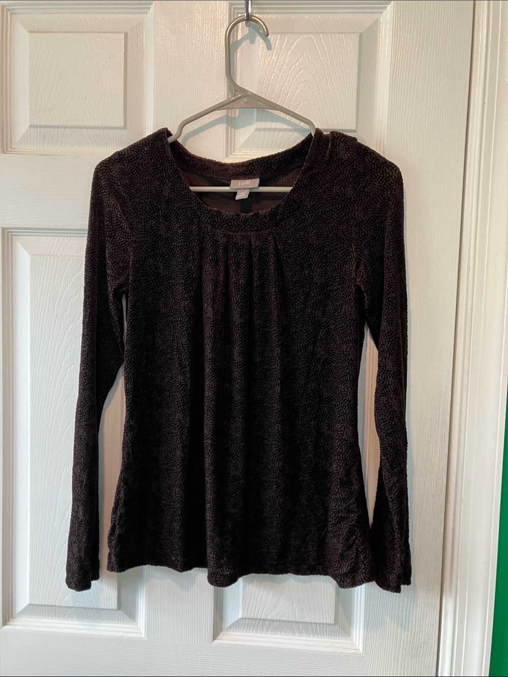 J Jill brown burnout stretch shirt XS long sleeve
